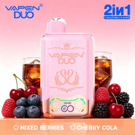 VAPEN DUO 40K cherry cola and mixed berries dual flavor disposable vape with smart display screen