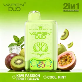 VAPEN DUO 40K kiwi passion fruit guava and cool mint dual flavor vape with smart display