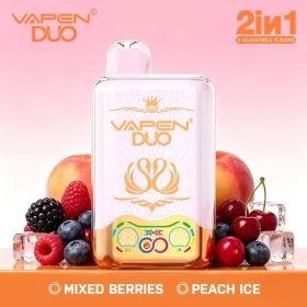 VAPEN DUO 40K mixed berries and peach ice dual flavor disposable vape with rotating mouthpiece