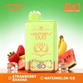VAPEN DUO 40K strawberry banana and watermelon ice dual flavor disposable vape with dual tanks and Type-C charging