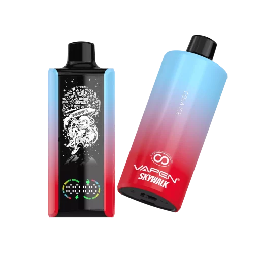 VAPEN SKYWALK 30K disposable vape with 30000 puffs, pre-filled 30ml e-liquid, consistent flavor technology, rechargeable Type-C battery, and cola ice flavor.