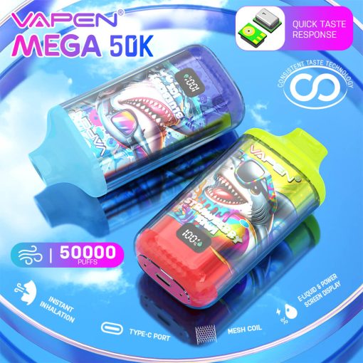 VAPEN MEGA 50K Puff Disposable Vape 50000 60K 70K Puffs Vaper Big Puffs Bar JNR Falcon X Plus Wholesale I Vape Vapsolo Elf Electronic Cigarette Bars EU Warehouse