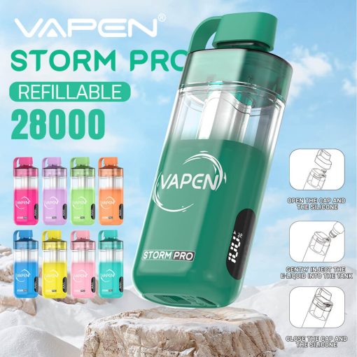 VAPEN STORM PRO 28K Puff Open System Vape 28000 28K 16K Puffs Vaper Big Puffs Bar JNR Falcon X Plus Wholesale I Vape Vapsolo Elf Electronic Cigarette Bars EU Warehouse 4