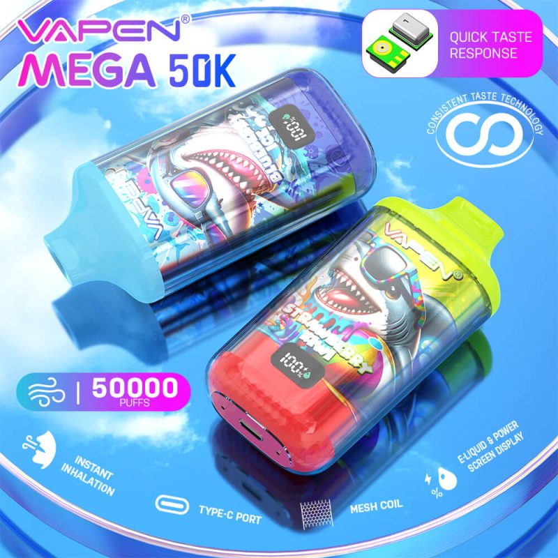 VAPEN MEGA 50K Puff Disposable Vape 50000 60K 70K Puffs Vaper Big Puffs Bar JNR Falcon X Plus Wholesale I Vape Vapsolo Elf Electronic Cigarette Bars EU Warehouse