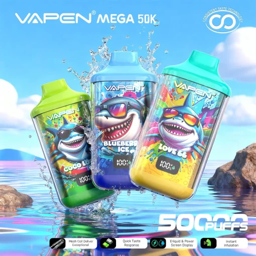 VAPEN MEGA 50K disposable vape with 50,000 puffs and Consistent Taste Technology for smooth and long-lasting vaping experience
