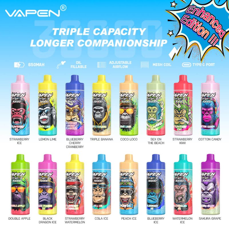 VAPEN TITAN 30K Puffs Enhanced Edition Disposable Vape Flavors list