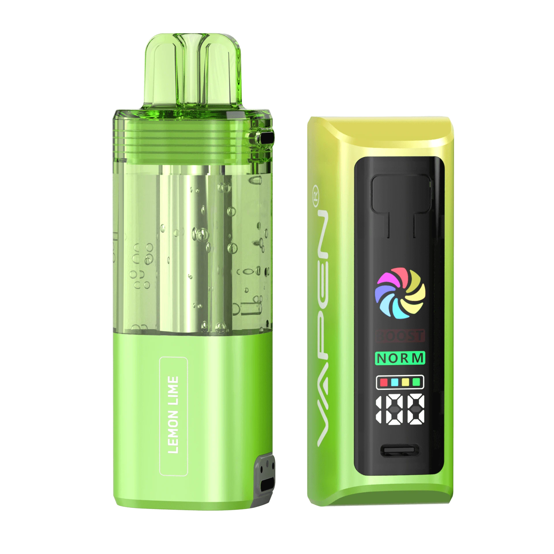 VAPEN SWITCH MAX 60K disposable vape pod kit main features including 60,000 puffs, dual mesh coil, leak-proof system, and Type-C charging lemon lime