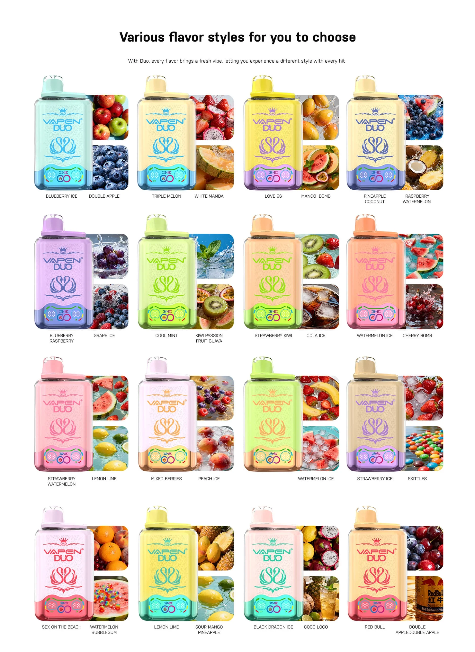 VAPEN DUO 40K 16 Flavor Options Including Strawberry Watermelon, lemon lime and More