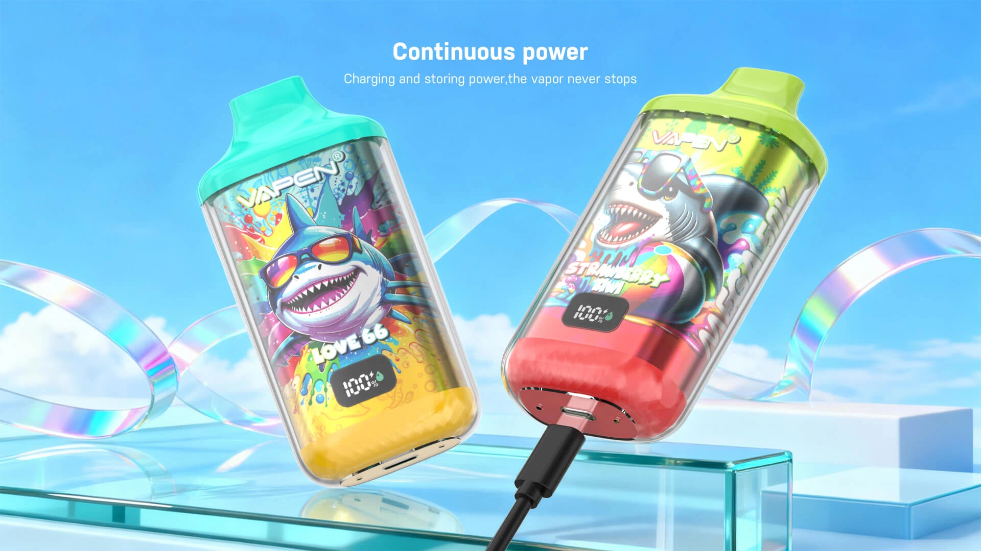 VAPEN MEGA 50K rechargeable disposable vape with Type-C fast charging port for quick power recovery