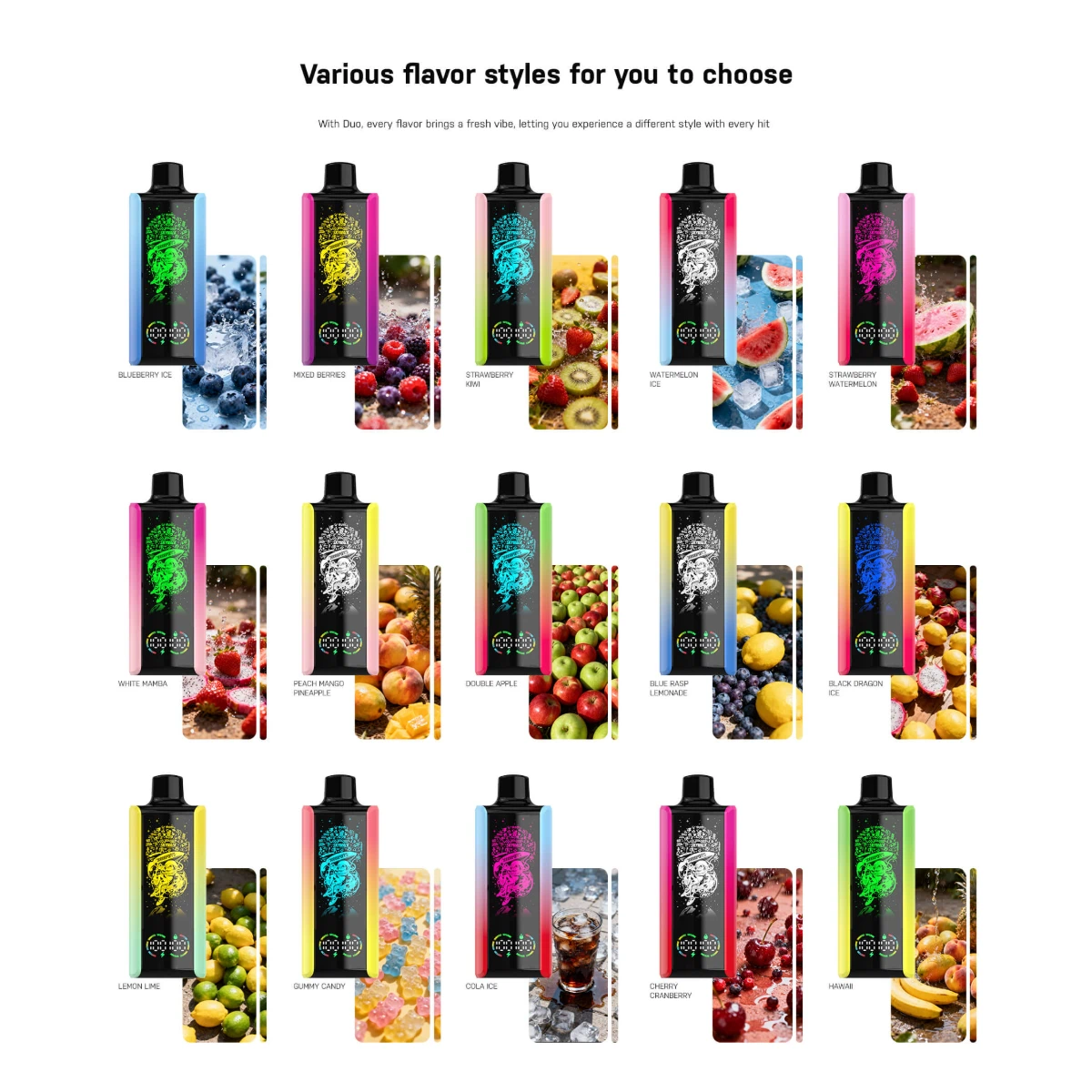 VAPEN SKYWALK 30K disposable vape available in 15 flavors including Blueberry Ice, Hawaii, and Mixed Berry.