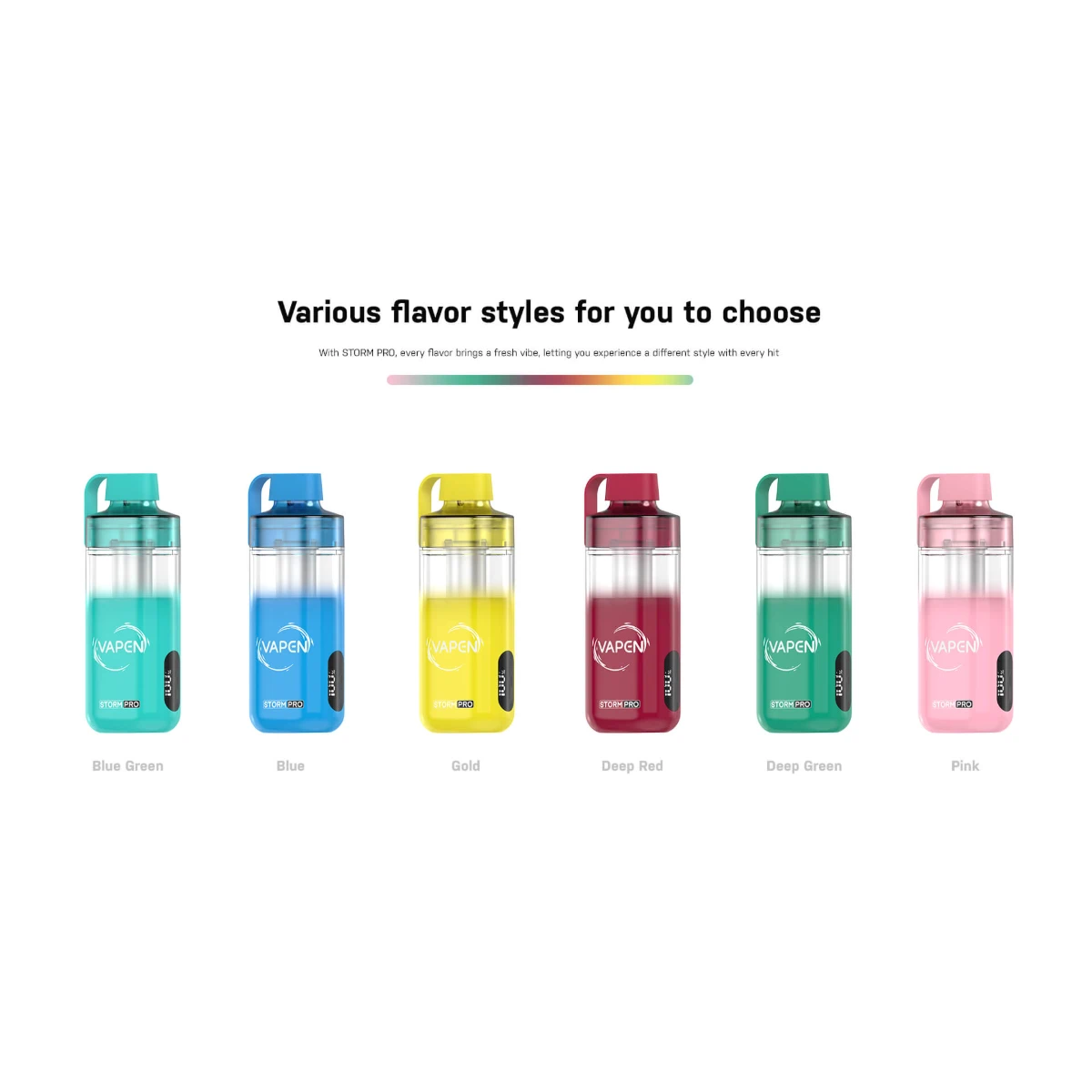 VAPEN STORM PRO 28000 open-system vape available in six elegant colors, combining performance with premium modern design.