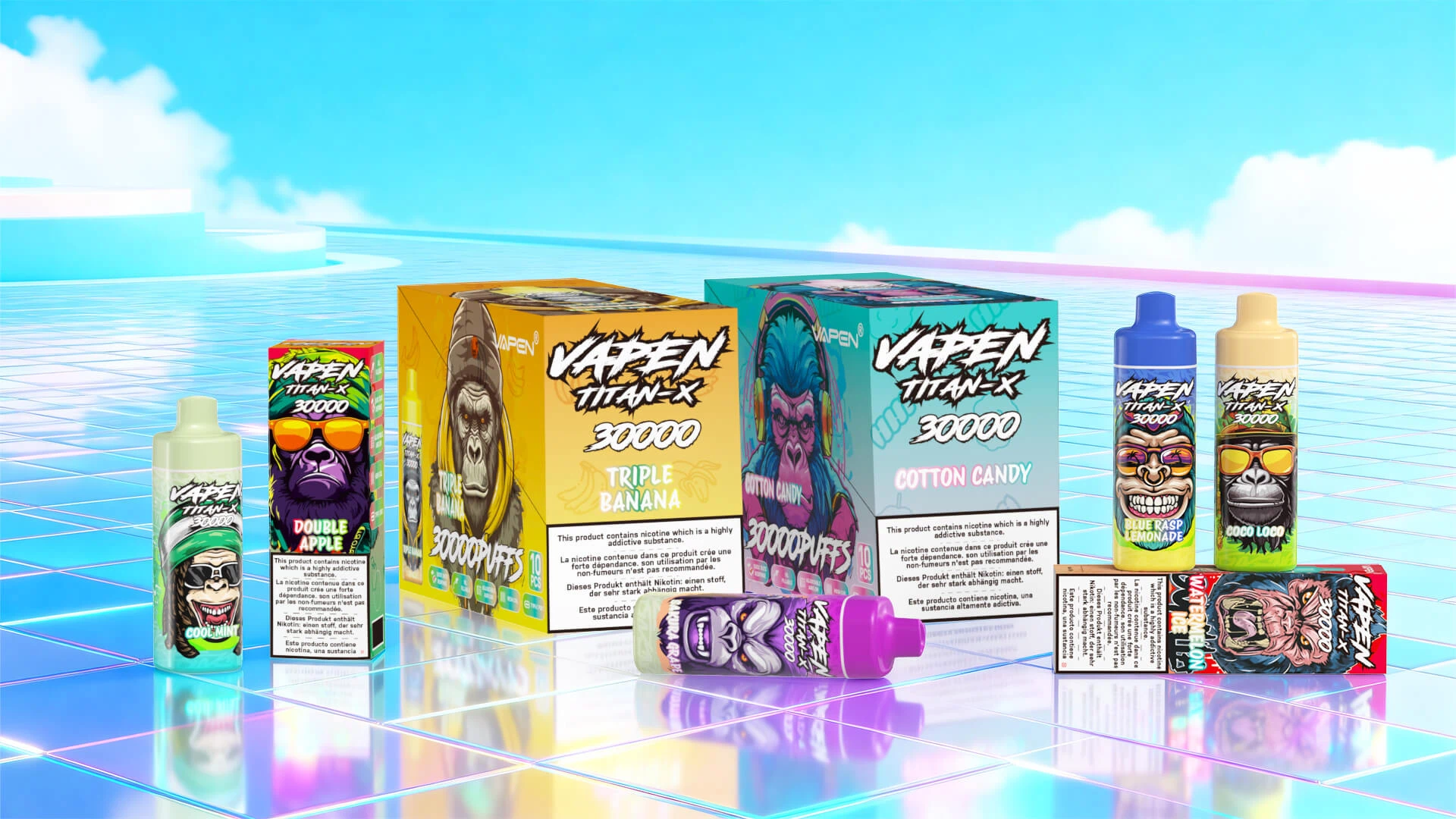 VAPEN TITAN-X 30K Display Box and Retail Packaging for Wholesale and Retail Sales