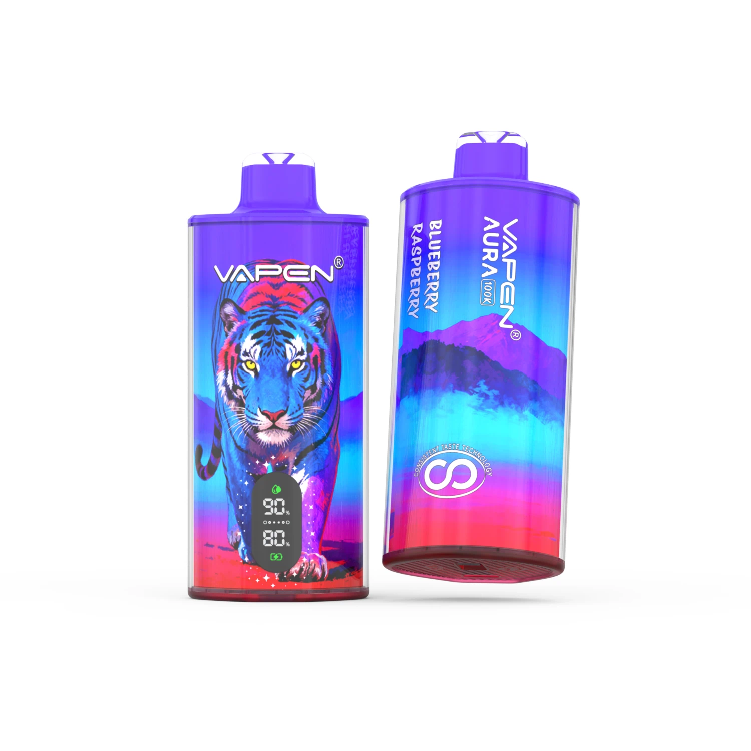 VAPEN AURA 100K Blueberry Raspberry disposable vape with pure flavors and consistent taste.