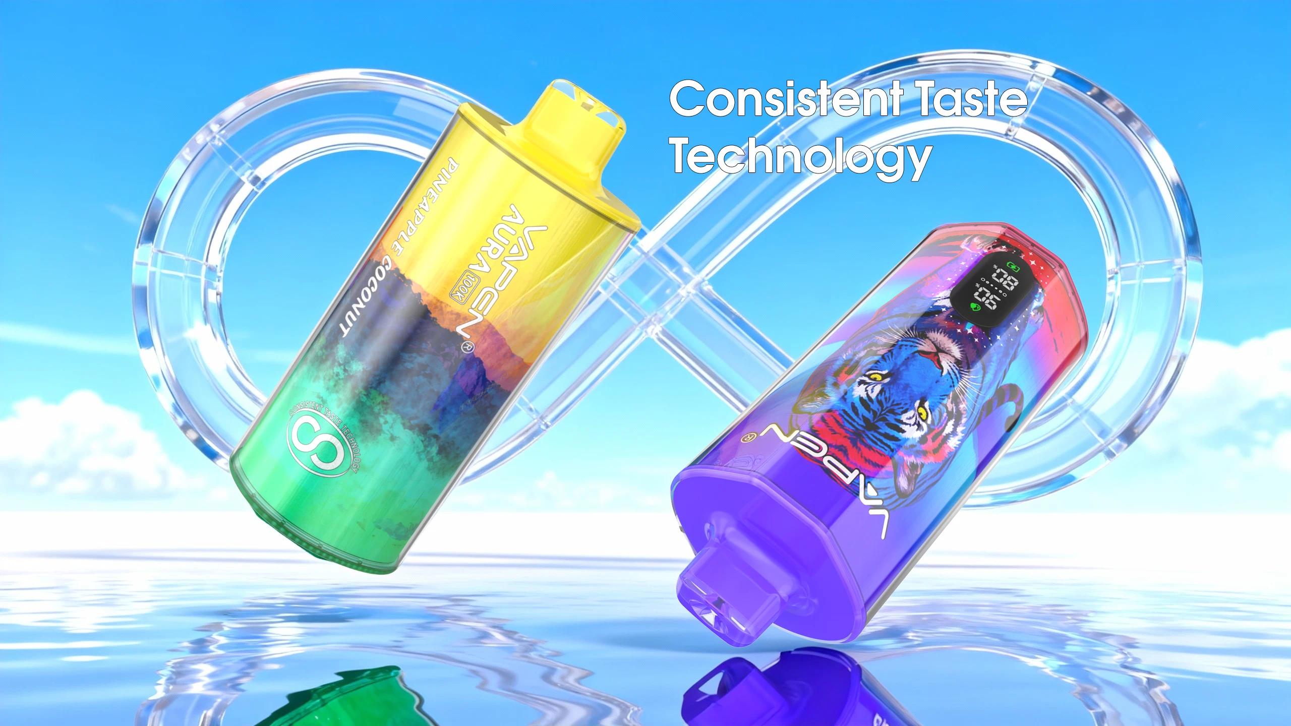 VAPEN AURA 100K CONSISTENT TASTE TECHNOLOGY delivers long-lasting consistent flavor in a 100,000 puffs disposable vape.