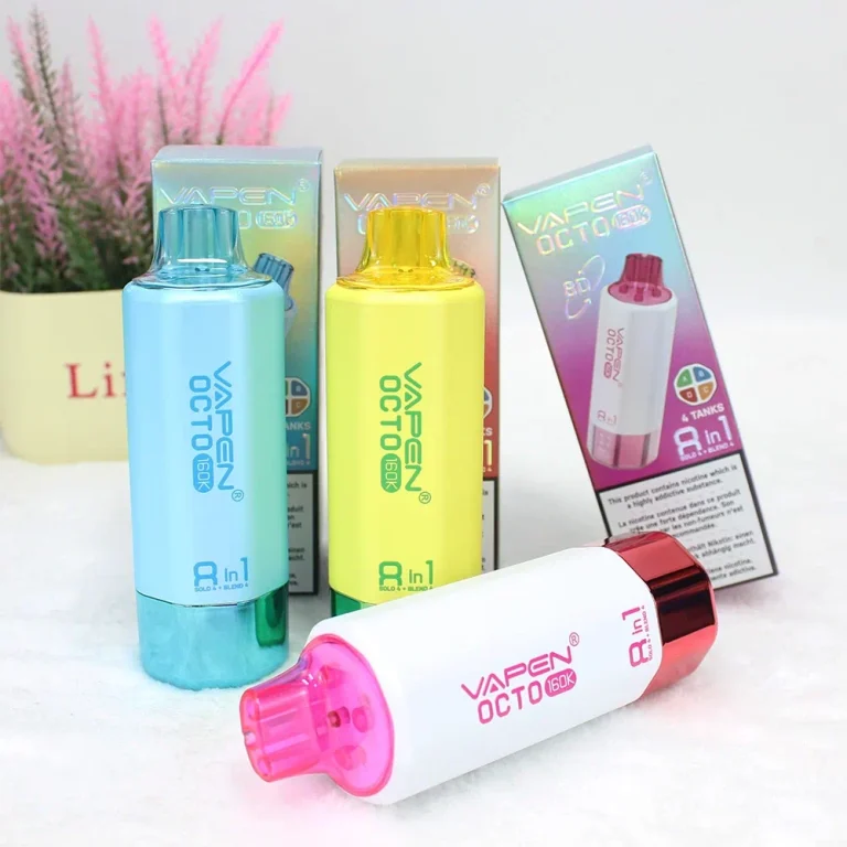 Vapen Octo 160K 8in1 device — 8 flavor modes (Solo4 & Blend4), smart display, 60,000 puffs, flavor mouthpiece