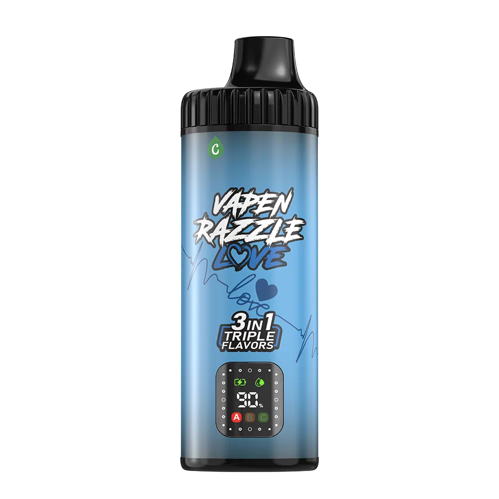 VAPEN RAZZLE LOVE 80K Blue Berry Fusion triple flavor – Blue Sour Raspberry, Blue Rasp Cherry, and Blueberry Ice disposable vape flavor series