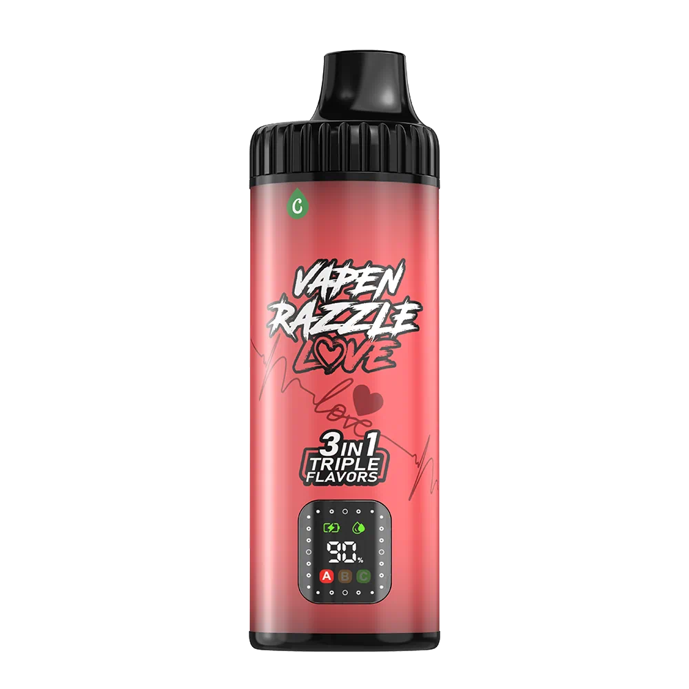 VAPEN RAZZLE LOVE 80K Red Berry Fusion triple flavor – Strawberry Kiwi, Strawberry Banana, and Strawberry Watermelon disposable vape flavor series