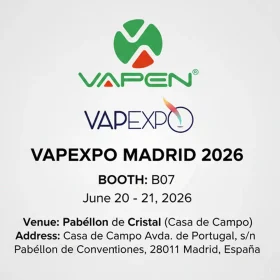 VAPEN official VAPEXPO Madrid 2026 invitation banner featuring Booth B07