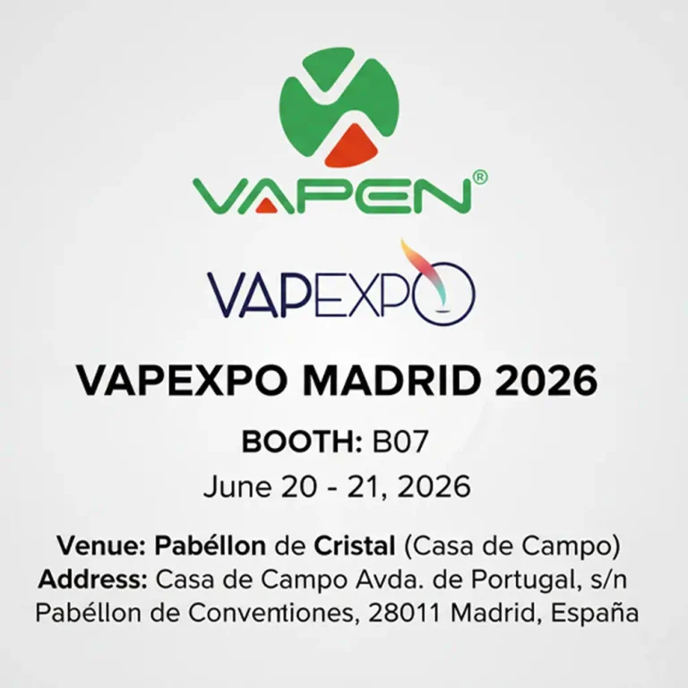 VAPEN official VAPEXPO Madrid 2026 invitation banner featuring Booth B07