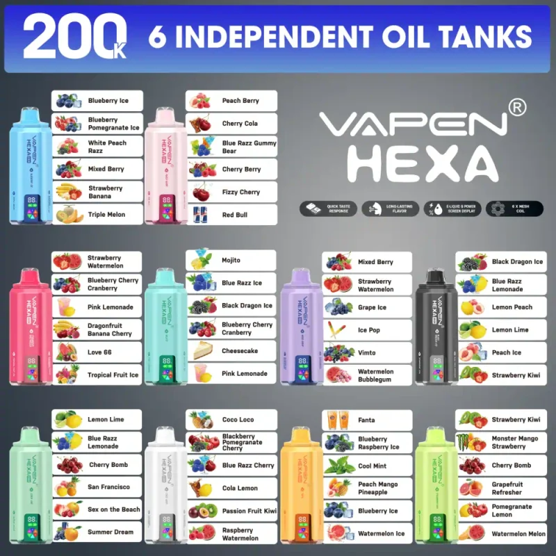 vapen hexa 200k 10 flavors sets